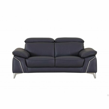 HOMEROOTS 68 x 41 x 39 in. Modern Navy Leather Sofa & Loveseat 343869